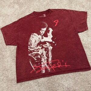 Vintage Fender Jimi Hendrix Graphic Boxy T-Shirt | Burgundy Acid Wash | 2XL